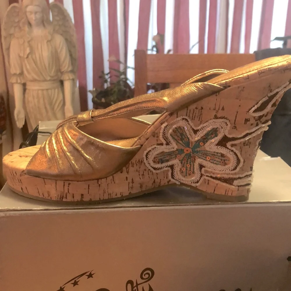 NIB Vintage Naughty Monkey All Night Bronze Wedge 10 - Picture 3 of 7